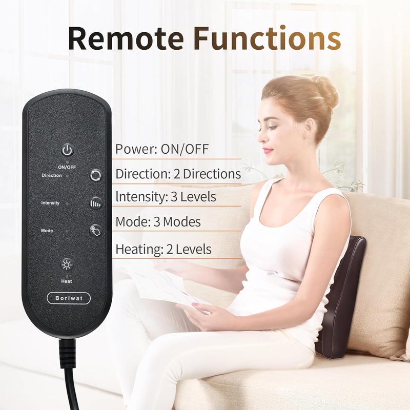 Boriwat Back Massager Neck Massager with Heat, Shiatsu Massage Pillow for Pain Relief, Massagers for Neck and Back, Shoulder, Leg, Christmas Gifts for Men Women Mom Dad, Stress Relax at Home Office and Car - Image 5